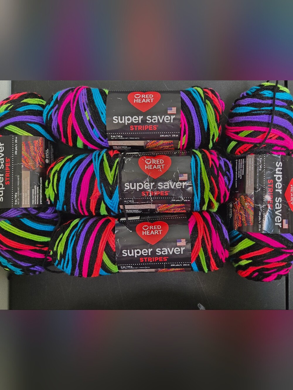 Yarn Red Heart Super Saver Stripes Yarn - NEON STRIPES